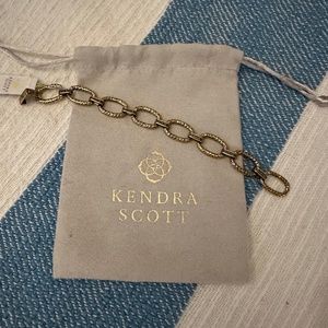 Kendra Scott: Vintage Hammered Gold Chain Link, Color Bar Bracelet, & Dust Bag
